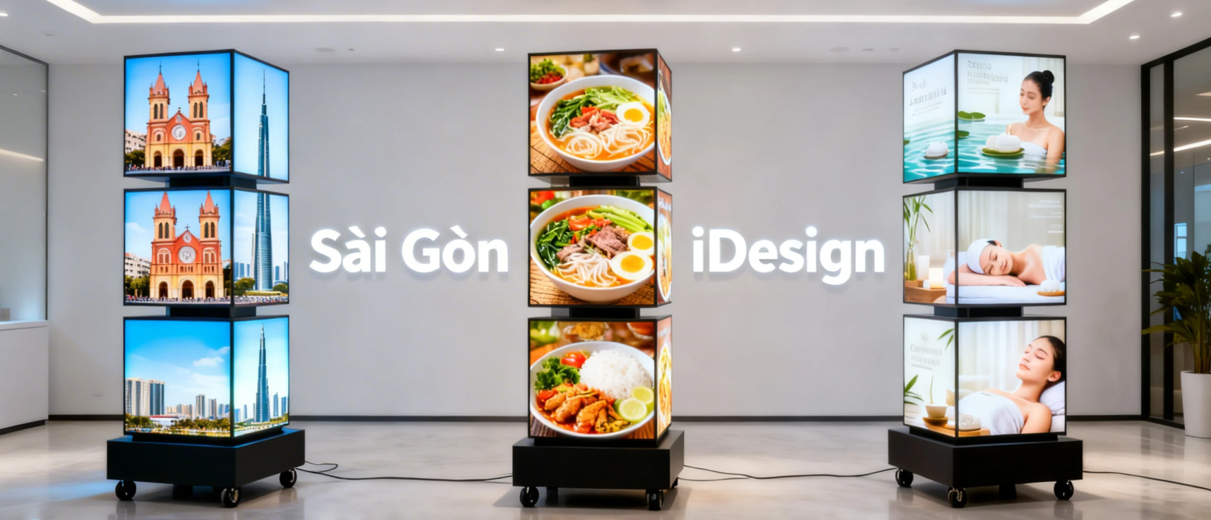 Hộp đèn quay 4 mặt